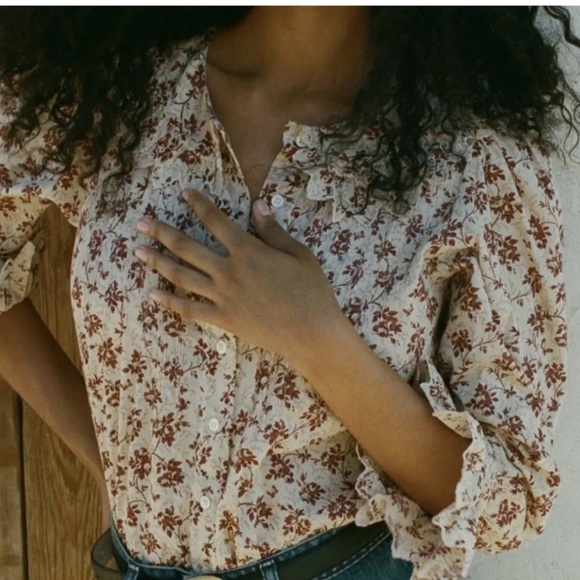 ✨💋SOLD💋🎶🦚🌹DÔEN ‘Hickory’ Organic Peter Pan Collar Songbird Toile XXL✨ - Picture 3 of 17